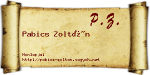 Pabics Zoltán névjegykártya